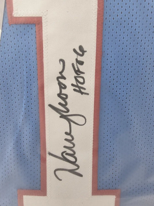 JERSEY AUTOGRAFIADO DE WARREN MOON Houston Oilers · #1 · Salón de la Fama 2006