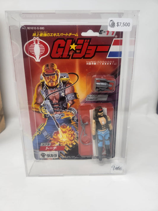 Figura Vintage MOC — G.I. Joe — Cobra トーチ (Torch) — Dreadnok — E-11 — Takara Japan × Hasbro, 1986 — En Blister Original con Protector Acrílico Vetro
