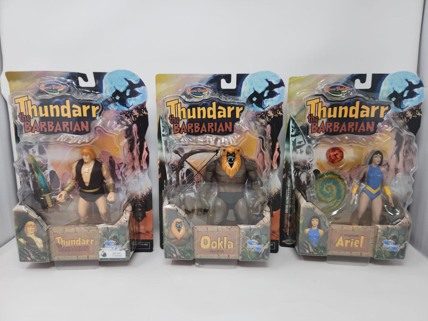 THUNDARR, OOKLA THE MOK & PRINCESS ARIEL — THUNDARR THE BARBARIAN — TOYNAMI / HANNA-BARBERA COLLECTION — 2003 — SET COMPLETO 3 FIGURAS MOC