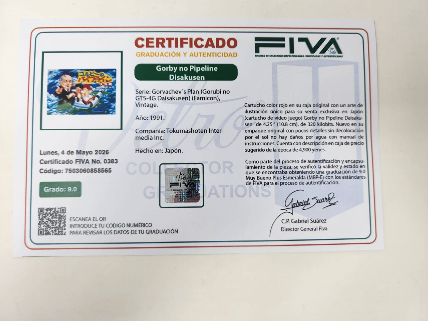 Gorby no Pipeline Daisakusen - Famicom, 1991 - Certificado por FIVA