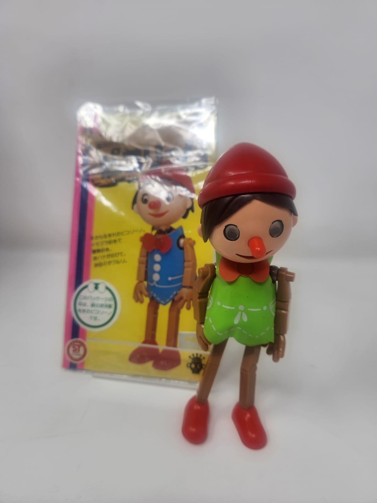 Sofubi Vintage Showa — Kashi no Ki Mokku / 樫の木モック — Mokku (Pinocho) — Tatsunoko Productions × Manufacturero Era Showa, 1972 — Con Bolsa y Encarte Original