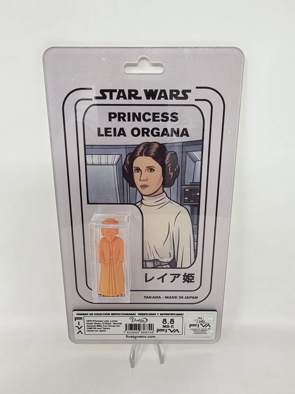 PRINCESA LEIA ORGANA レイア姫 Takara · Star Wars 12-Back Series · Keshi Gomu · Naranja   |   1978, Japón