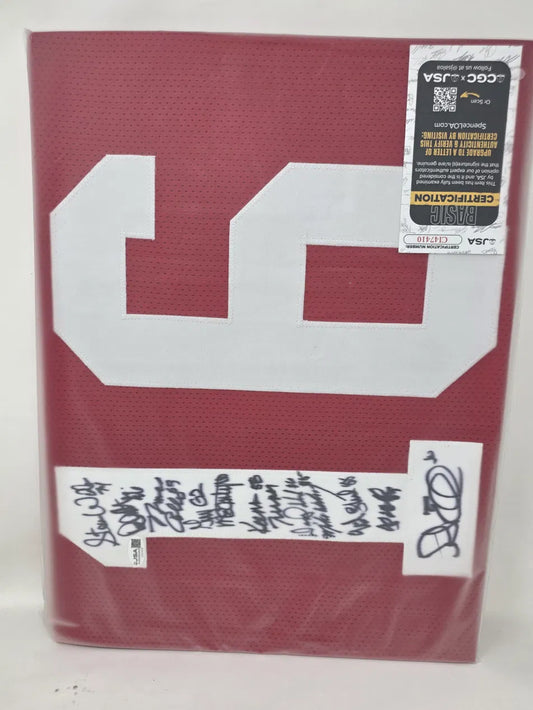 JERSEY OFICIAL DE LOS CAMPEONES DEL SUPER BOWL XXIV San Francisco 49ers · "SB XXIV CHAMPS" · 10 firmas originales certificadas por JSA