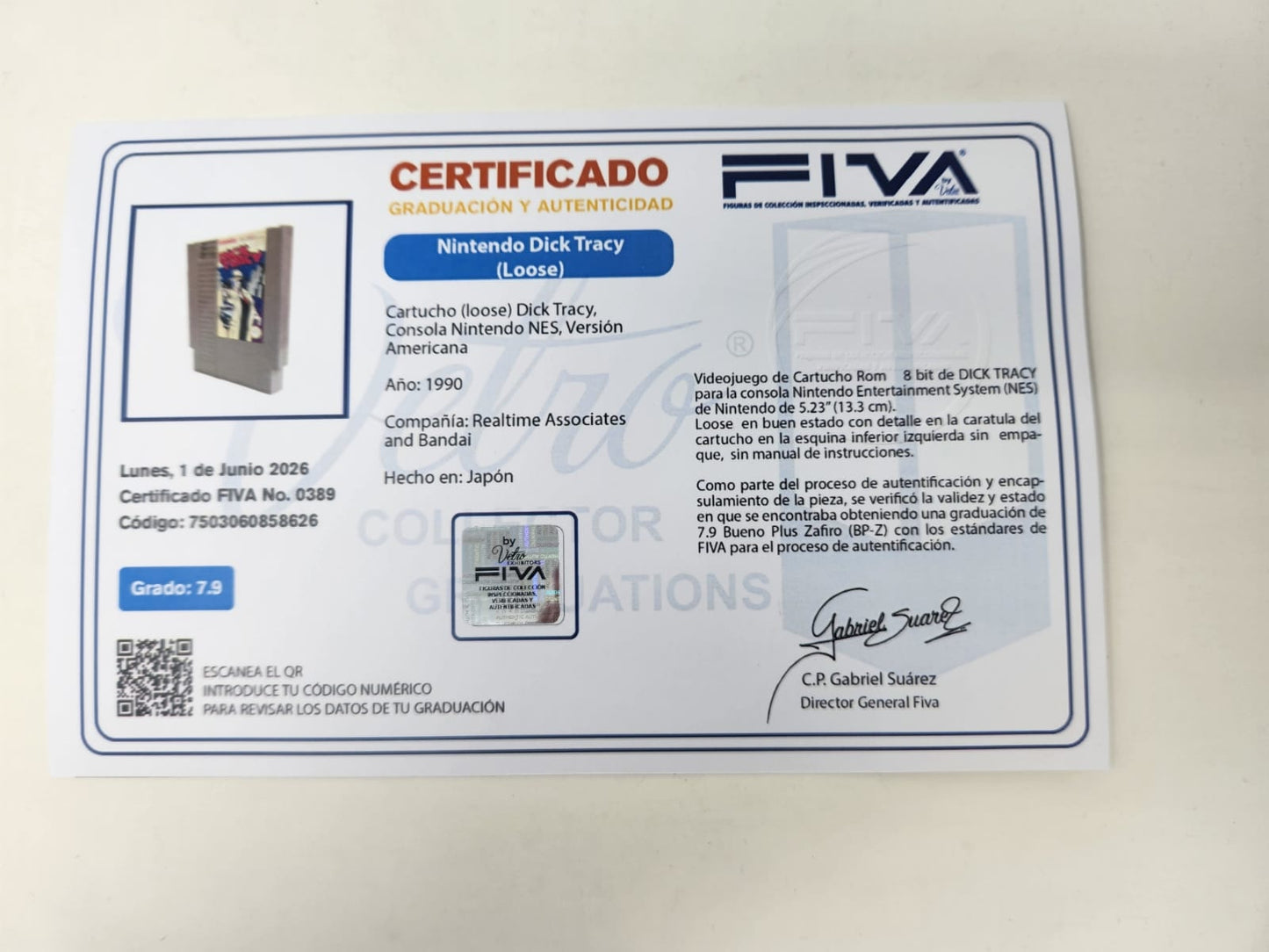 Dick Tracy — NES (1990) Nintendo Entertainment System — Certificado por FIVA