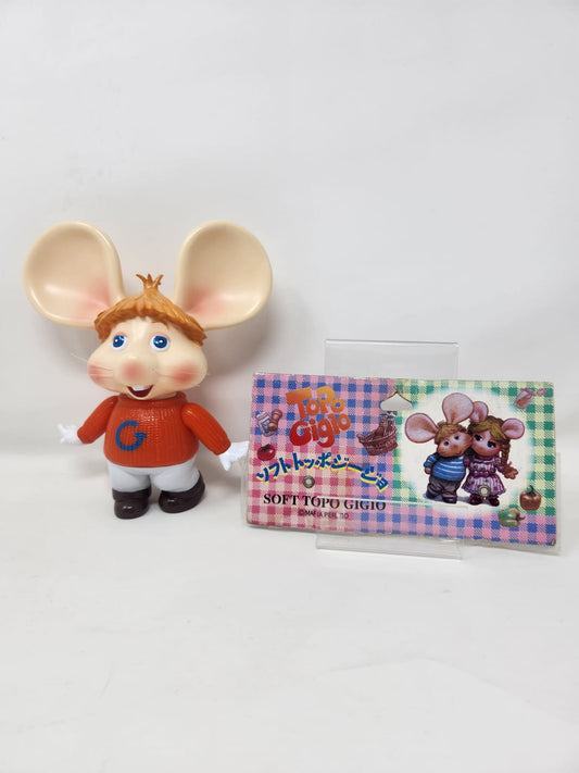 SOFT TOPO GIGIO — ソフト トッポジージョ — ©Maria Perego / Nippon Animation — Sofubi ~18cm — Made in Japan — Era Shōwa — c.1988 — Con Header Card Original